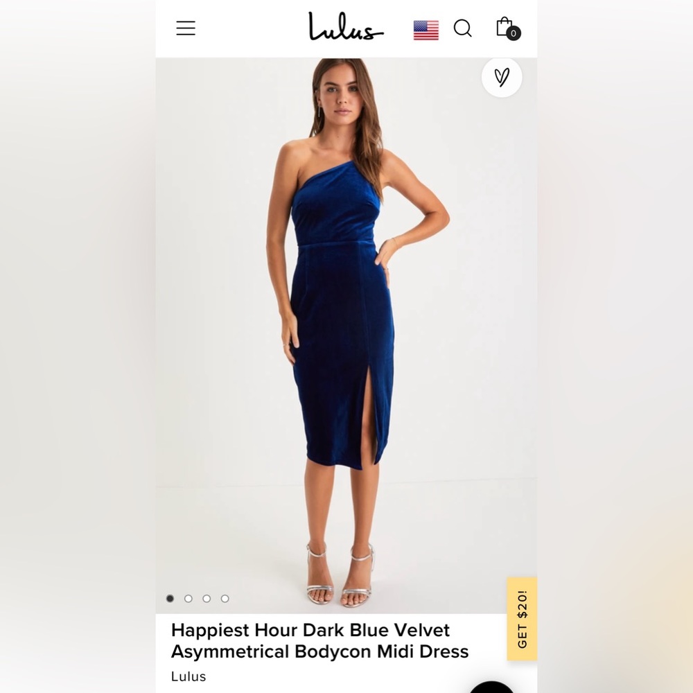 Lulus Dark Blue Velvet Asymmetrical Bodycon Midi Dress